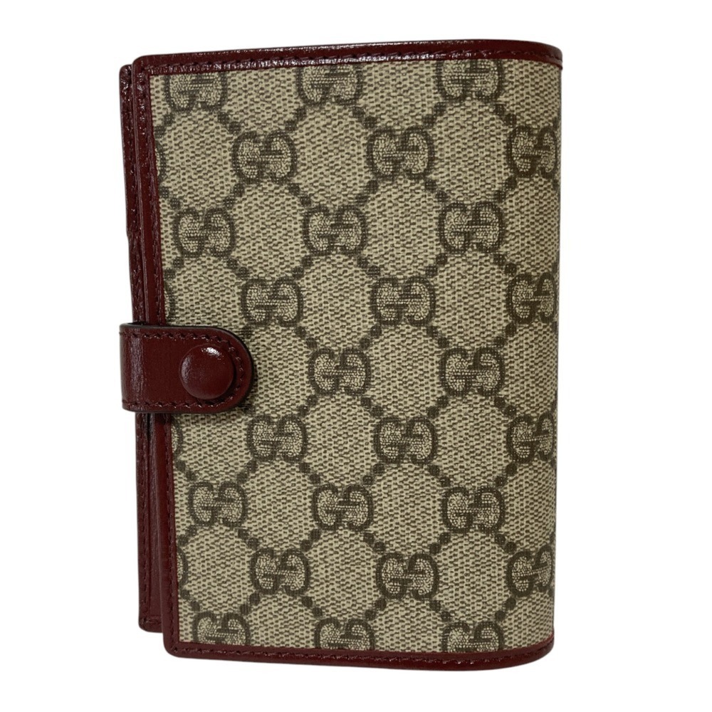 GUCCI GG Supreme Pass Case 724562 Red Beige Women's